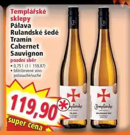 Norma Templářské sklepy Pálava Rulandské šedé Tramín Cabernet Sauvignon nabídka