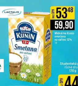 Jip Mlékárna Kunín smetana na vaření 12% 1l nabídka