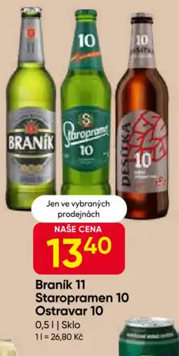 Hruška Braník 11 Staropramen 10 Ostravar 10 nabídka