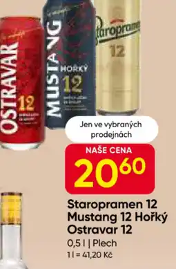 Hruška Staropramen 12 Mustang 12 Hořký Ostravar 12 nabídka