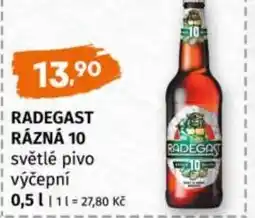 Trefa Radegast rázná 10 světlé pivo výčepní nabídka