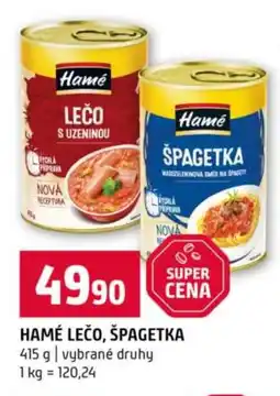 Terno Hamé lečo, špagetka nabídka