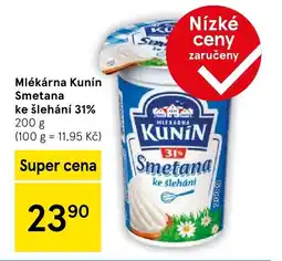 Tesco Mlékárna Kunín Smetana ke šlehání 31% nabídka