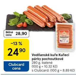 Tesco Vodňanské kuře Kuřecí párky pochoutkové nabídka