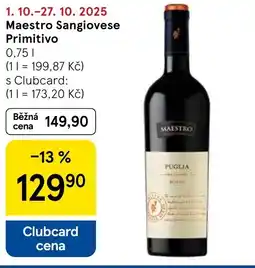Tesco Maestro Sangiovese Primitivo nabídka