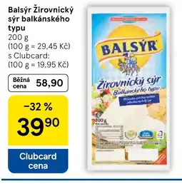 Tesco Balsýr Žirovnický sýr balkánského typu nabídka