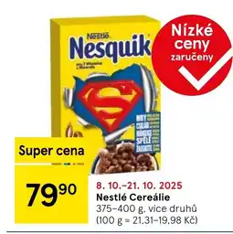 Tesco Nestlé Cereálie nabídka