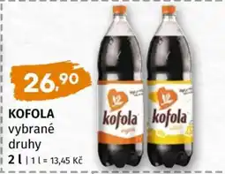 Terno Kofola, vybrané druhy nabídka