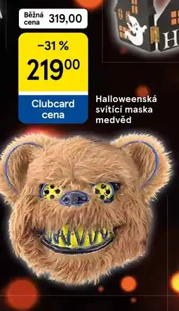 Tesco Halloweenská svítící maska medvěd nabídka