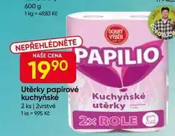 Hruška PAPILIO Utěrky papírové kuchyňské 2 ks, 2vrstvé nabídka