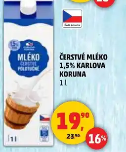 Penny Market Čerstvé mléko 1,5% karlova koruna nabídka
