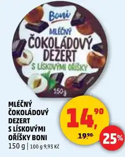 Penny Market Mléčný čokoládový dezert s lískovými oříšky boni nabídka