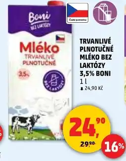 Penny Market Trvanlivé plnotučné mléko bez laktózy 3,5% boni nabídka