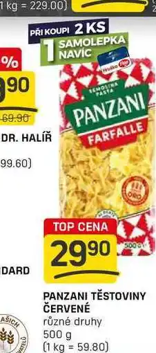 Flop PANZANI TĚSTOVINY ČERVENÉ různé druhy 500 g nabídka