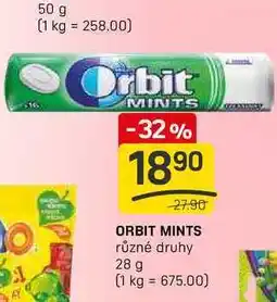 Flop ORBIT MINTS různé druhy 28 g nabídka