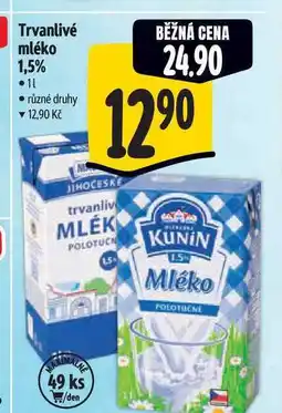 Albert Trvanlivé mléko 1,5% 1 l nabídka