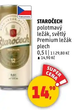 Penny Market Staročech polotmavý ležák, světlý premium ležák plech nabídka