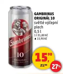 Penny Market Gambrinus originál 10 světlé výčepní nabídka