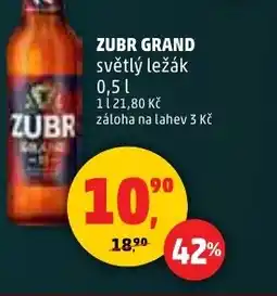 Penny Market Zubr grand světlý ležák nabídka