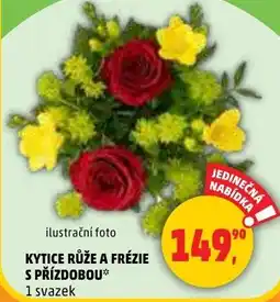 Penny Market Kytice růže a frézie s přízdobou nabídka