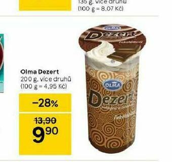 Tesco Olma dezert nabídka