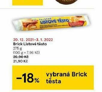Tesco Brick listové těsto nabídka