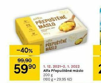 Tesco Alfa přepuštěné máslo nabídka