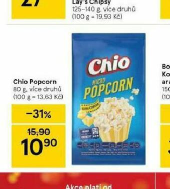 Tesco Chio popcorn nabídka