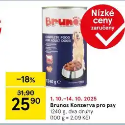Tesco Brunos Konzerva pro psy nabídka