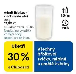 Tesco Admit Hřbitovní svíčka náhradní nabídka