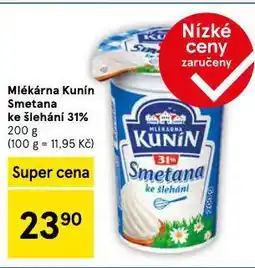 Tesco Mlékárna kunín smetana na vaření 31% nabídka