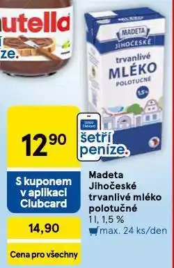 Tesco Madeta jihočeské trvanlivé mléko polotučné nabídka