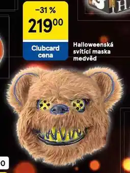 Tesco Helloweenská svítící maska medvěd nabídka