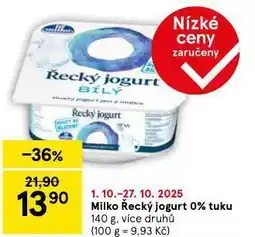 Tesco Miko řecký jogurt 0% tuku nabídka