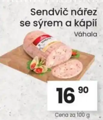 Kubík potraviny Sendvič nářez se sýrem a kápií nabídka