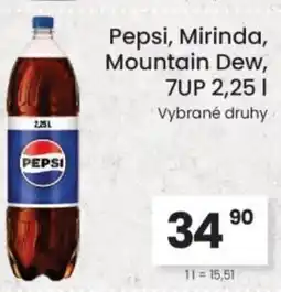Kubík potraviny Pepsi, Mirinda, Mountain Dew,7UP nabídka