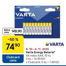 Tesco VARTA Energy Baterie nabídka