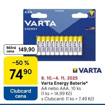Tesco VARTA Energy Baterie nabídka