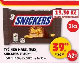 Penny Market TYČINKA SNICKERS 3PACK, 150 g nabídka