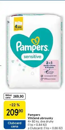 Tesco Pampers Vlhčené ubrousky, 4x 80 ks, dva druhy nabídka