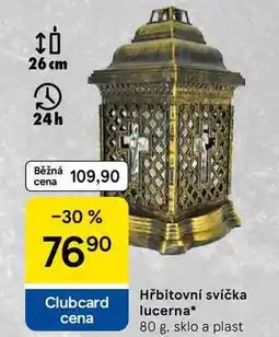 Tesco Hřbitovní svíčka lucerna, 80 g. sklo a plast nabídka