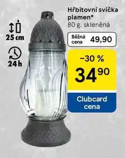Tesco Hřbitovní svíčka plamen, 80 g. skleněná nabídka