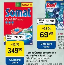 Tesco Somat Čisticí prostředek do myčky nádobí Giga, 54-95 ks, více druhů nabídka