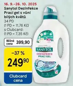 Tesco Sanytol Dezinfekce Prací gel s vůní bílých květů, 34 PD nabídka