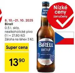Tesco Birell Světlé pivo nealkoholické světlé sklo, 0,5l nabídka