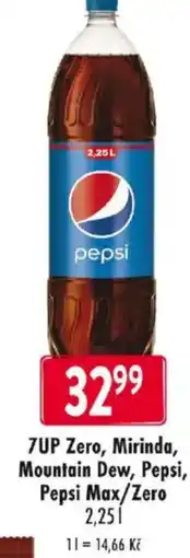Qanto 7UP Zero, Mirinda, Mountain Dew, Pepsi, Pepsi Max/Zero nabídka