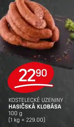 Flop Kostelecké uzeniny hasičská klobása nabídka