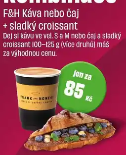 BonVeno F&H Káva nebo čaj + sladký croissant 100-125 g nabídka