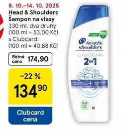 Tesco Head & Shoulders Šampon na vlasy, 330 ml, dva druhy nabídka