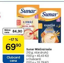 Tesco Sunar Mléčná kaše, 210 g, více druhů nabídka